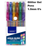 Marlin Gel Glide Glitter Gel Pens 6's